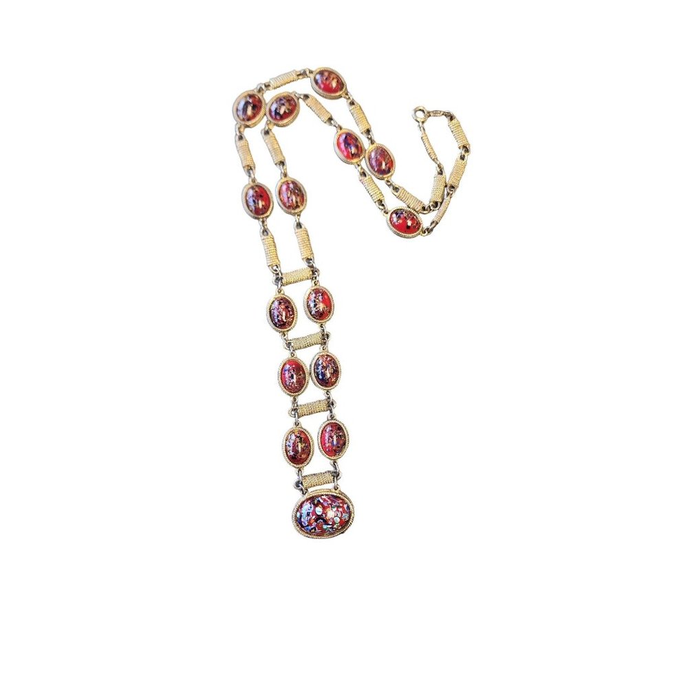 Vintage Signed Accessocraft Millefiori Glass Necklace (A957)